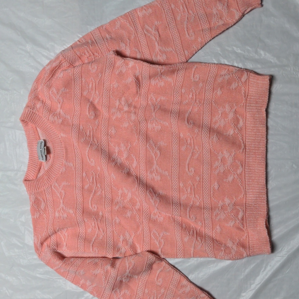 Vintage 90s Pink Floral Print Coquette Crewneck Sweater Size Medium